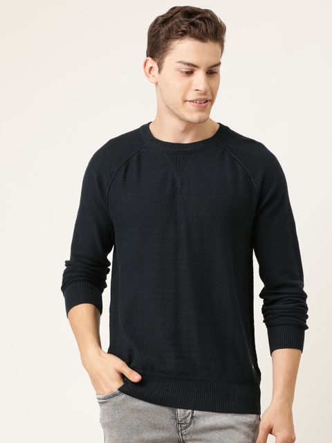 

GAP Men Navy Blue Solid Pullover Sweater