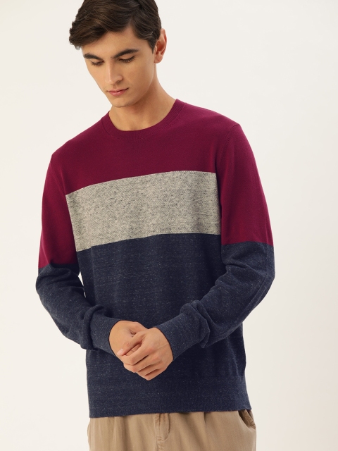 

GAP Men Navy Blue Colourblocked Pullover Sweater