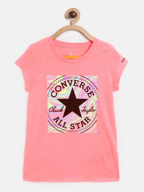 

Converse Girls Pink & Black Brand Logo Print Round Neck T-shirt