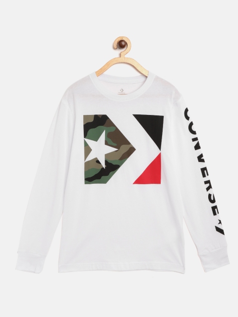

Converse Boys White & Olive Green Brand Logo Print Round Neck T-shirt