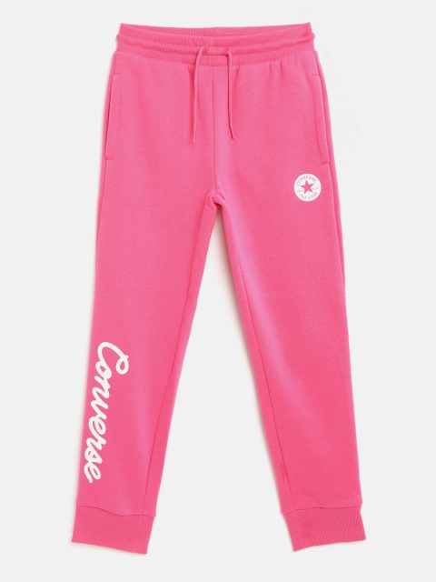 

Converse Girls Pink Solid Joggers with Brand Logo Printed Detail