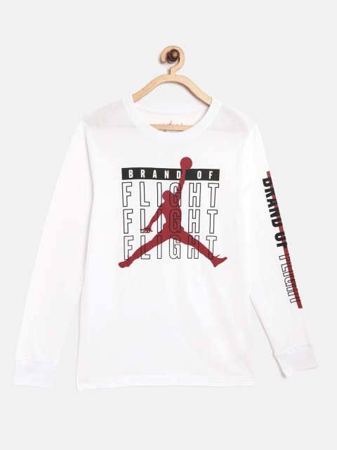 

Jordan Boys White & Black Brand Logo Print Flight Rise Basketball T-shirt