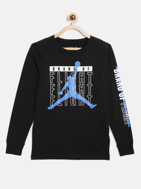 

Jordan Boys Black Flight Rise Brand Logo Print Round Neck T-shirt