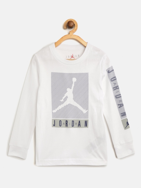 

Jordan Boys White & Blue Brand Logo Print Jumpman Blinds Basketball T-shirt