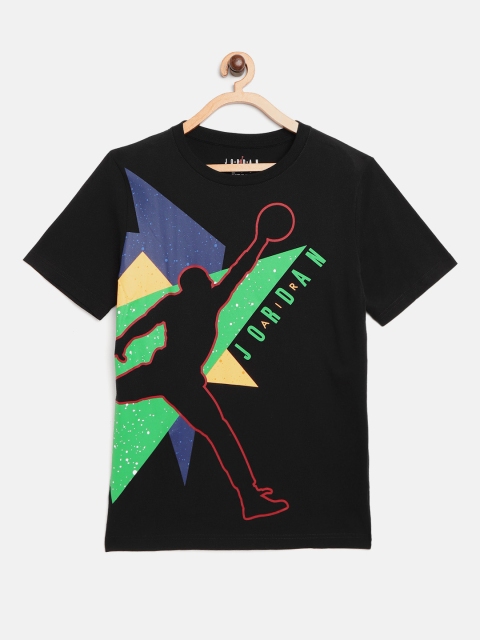 

Jordan Boys Black & Green Jumbo Geo Brand Logo Print Round Neck T-shirt