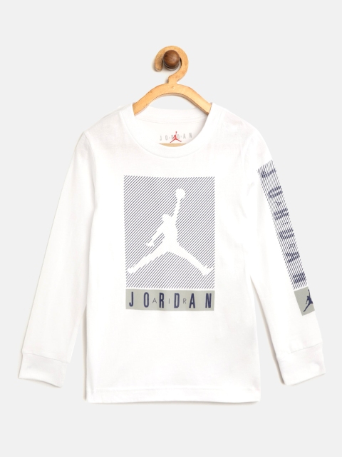 

Jordan Boys White & Blue Brand Logo Print Jumpman Blinds Basketball T-shirt