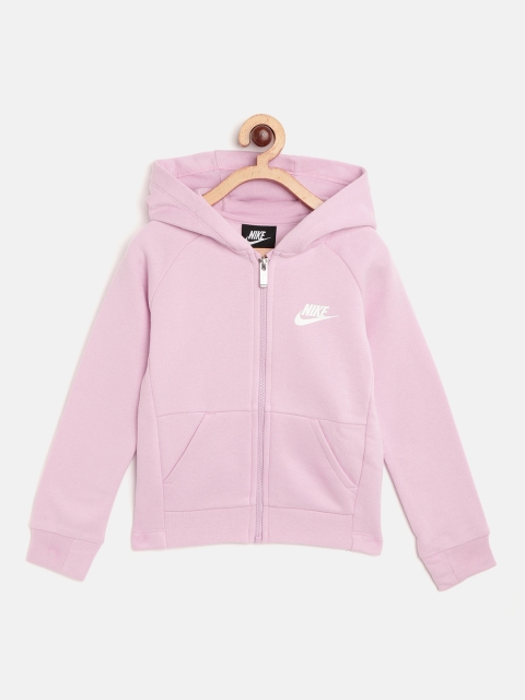 

Nike Girls Pink Solid Hooded Sweatshirt