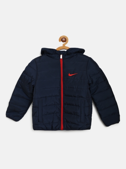 

Nike Boys Navy Blue Solid Hooded Essential Padded Jacket