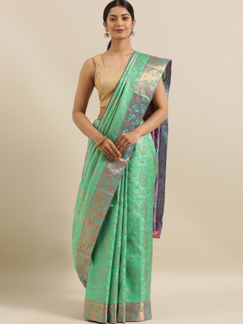 

The Chennai Silks Green Pure Silk Woven Design Kanjeevaram Saree