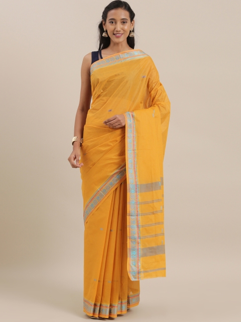 

The Chennai Silks Classicate Mustard Yellow Woven Design Pure Cotton Saree