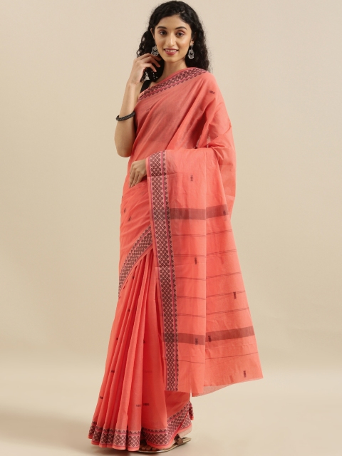 

The Chennai Silks Coral Pink Woven Design Pure Cotton Saree