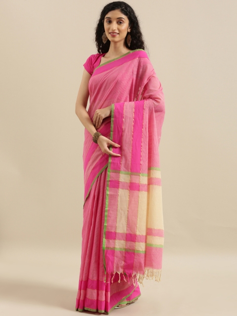 

The Chennai Silks Classicate Pink Solid Pure Cotton Saree