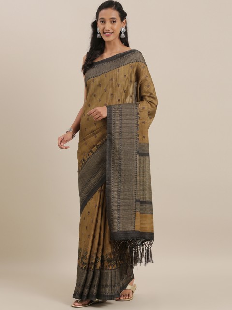 

The Chennai Silks Brown & Black Viscose Rayon Embroidered Saree