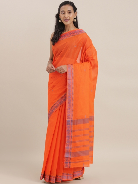 

The Chennai Silks Orange Woven Design Pure Cotton Saree