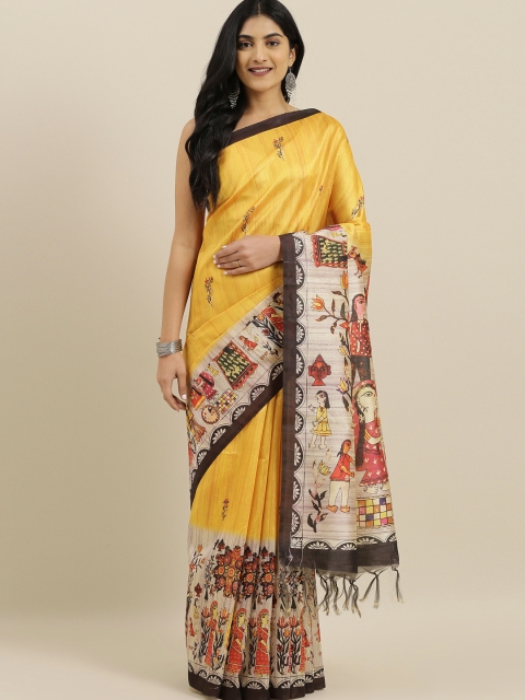 

The Chennai Silks Yellow Printed Viscose Rayon Saree