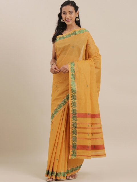 

The Chennai Silks Mustard Yellow Woven Design Pure Cotton Saree