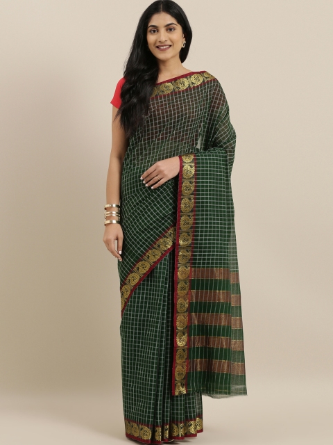 

The Chennai Silks Green Checked Pure Cotton Saree