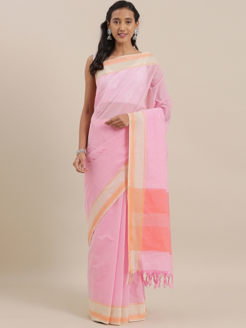 

The Chennai Silks Pink Solid Pure Cotton Saree