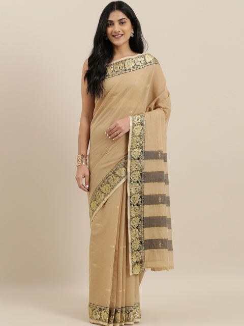 

The Chennai Silks Beige Woven Design Pure Cotton Banahatti Saree