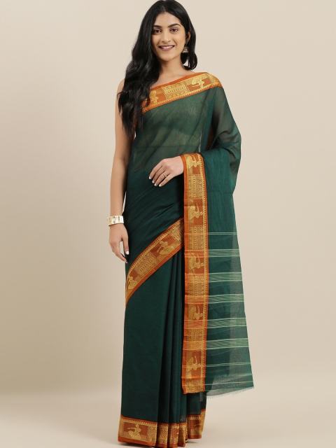 

The Chennai Silks Green Woven Design Pure Cotton Banahatti Saree