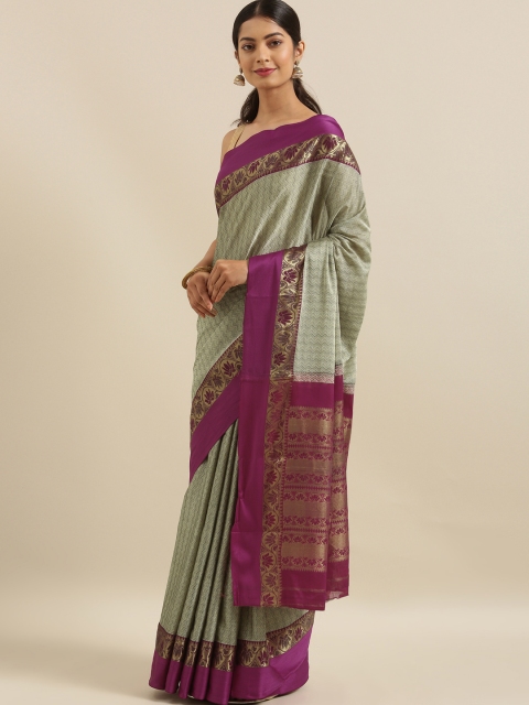 

The Chennai Silks Classicate Grey Woven Design Cotton Blend Saree