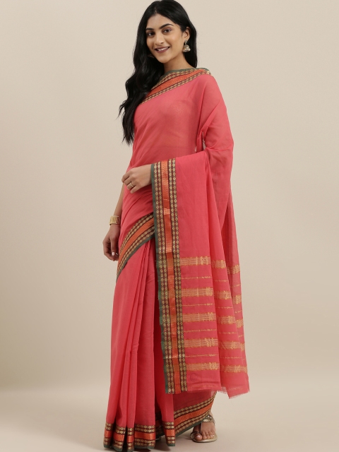 

The Chennai Silks Pink Solid Pure Cotton Saree