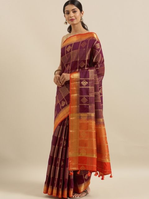 

The Chennai Silks Classicate Maroon & Gold-Toned Silk Blend Woven Design Patola Saree