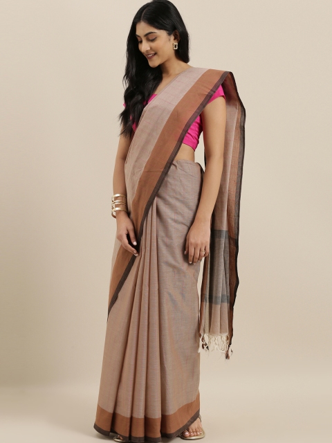 

The Chennai Silks Brown Striped Pure Cotton Saree