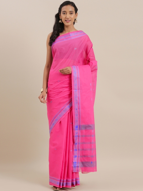 

The Chennai Silks Pink & Blue Pure Cotton Woven Design Saree