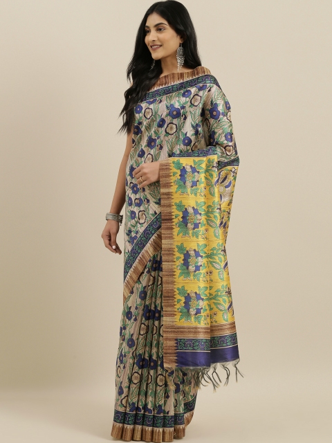 

The Chennai Silks Beige Printed Saree