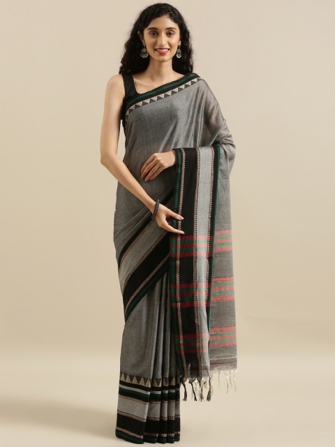 

The Chennai Silks Classicate Grey Solid Pure Cotton Saree