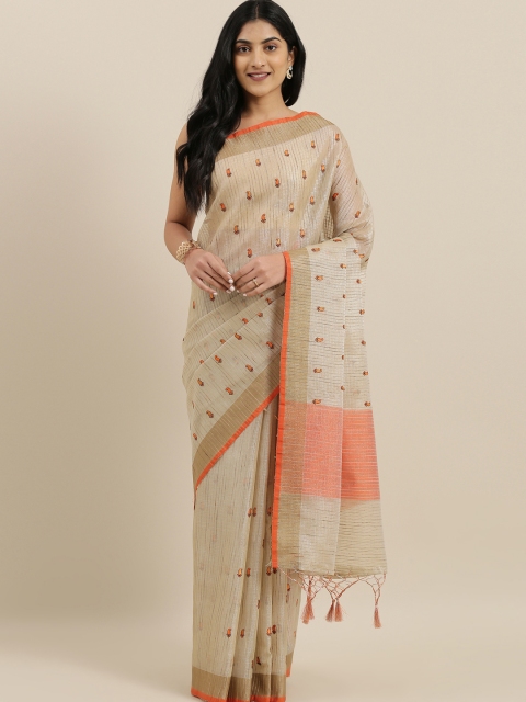 

The Chennai Silks Beige Supernet Woven Design Kota Saree