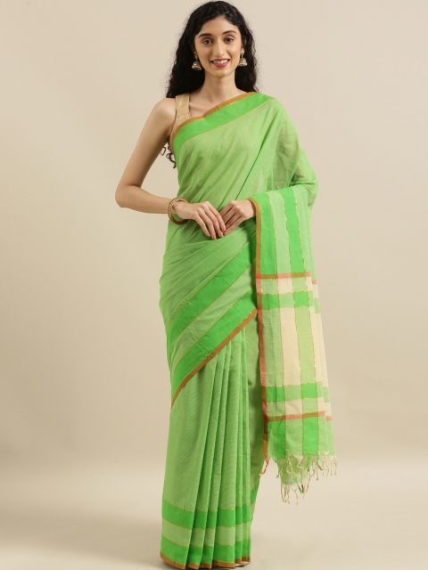 

The Chennai Silks Classicate Green Solid Pure Cotton Saree