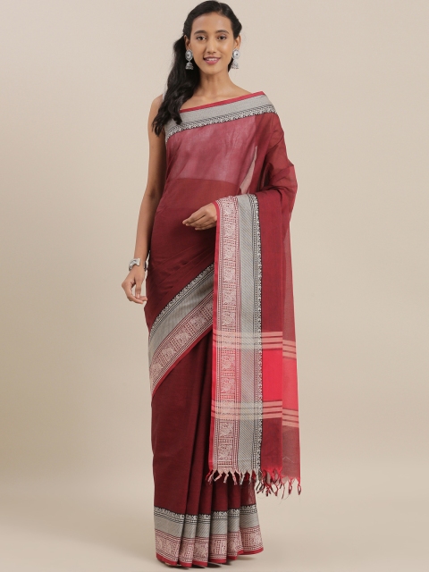 

The Chennai Silks Maroon Solid Pure Cotton Saree