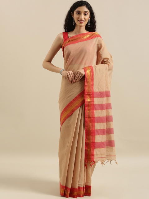 

The Chennai Silks Brown Solid Pure Cotton Saree