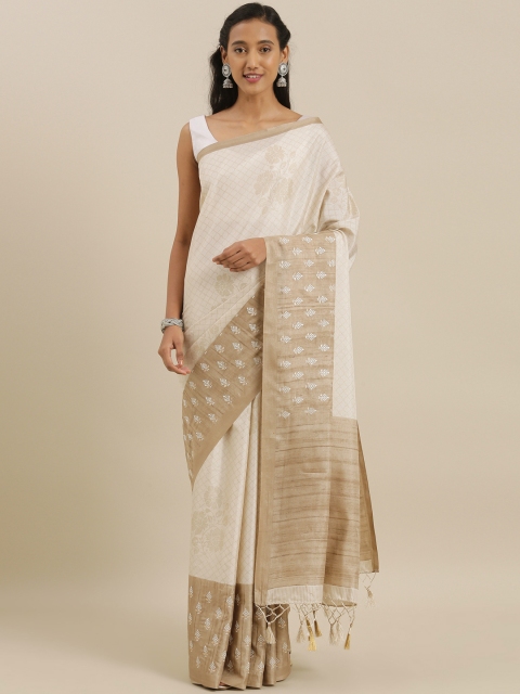

The Chennai Silks Off-White Embroidered Saree