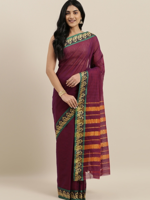 

The Chennai Silks Burgundy Solid Pure Cotton Saree