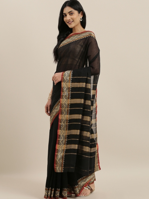

The Chennai Silks Black Solid Pure Cotton Saree