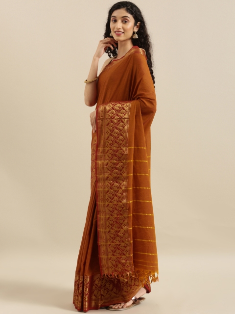 

The Chennai Silks Orange Solid Pure Cotton Banahatti Saree