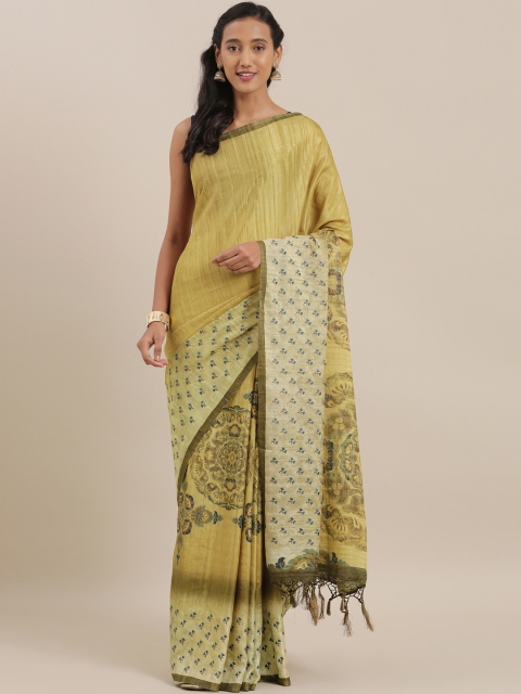 

The Chennai Silks Beige Printed Viscose Rayon Saree