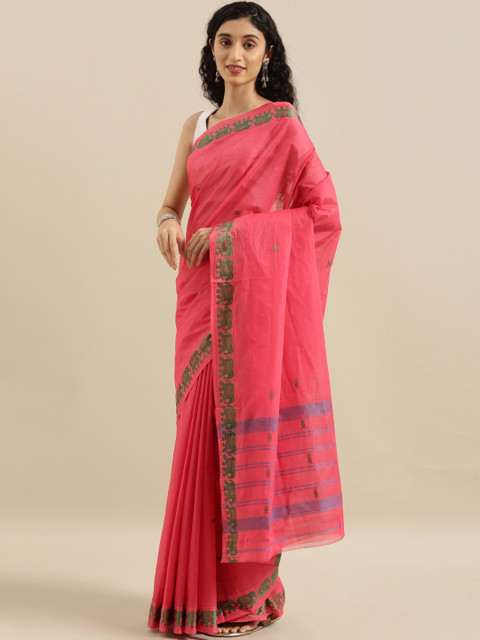 

The Chennai Silks Magenta Woven Design Pure Cotton Saree