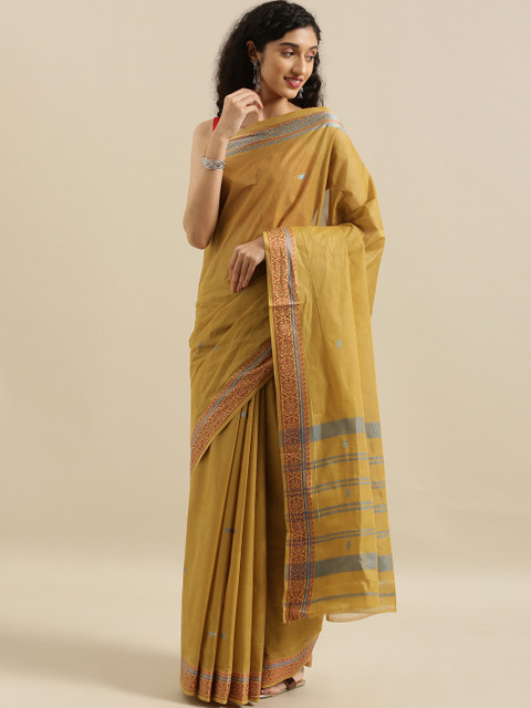 

The Chennai Silks Mustard Yellow Woven Design Pure Cotton Saree
