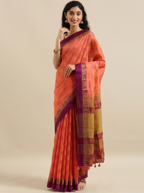 

The Chennai Silks Classicate Orange Woven Design Viscose Rayon Saree