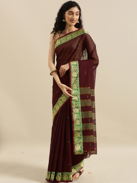 

The Chennai Silks Classicate Maroon Woven Design Pure Cotton Saree