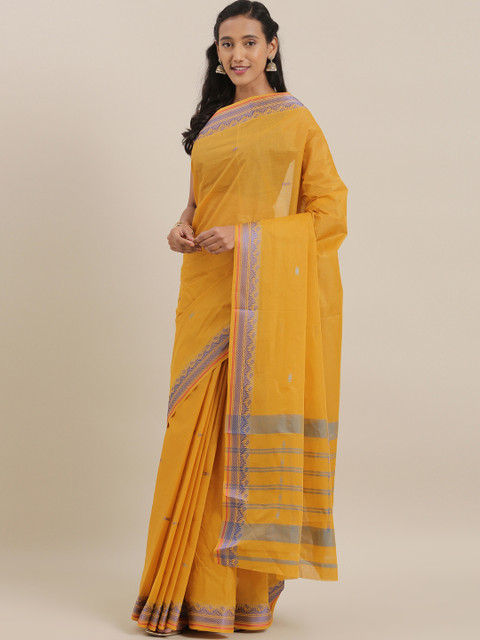 

The Chennai Silks Mustard Yellow Woven Design Pure Cotton Saree