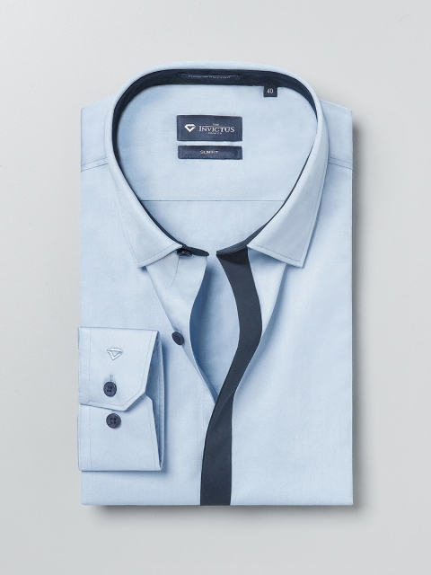 

INVICTUS Blue Slim Fit Solid Formal Shirt