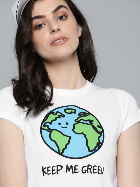 

Kook N Keech Women White Printed Round Neck T-shirt