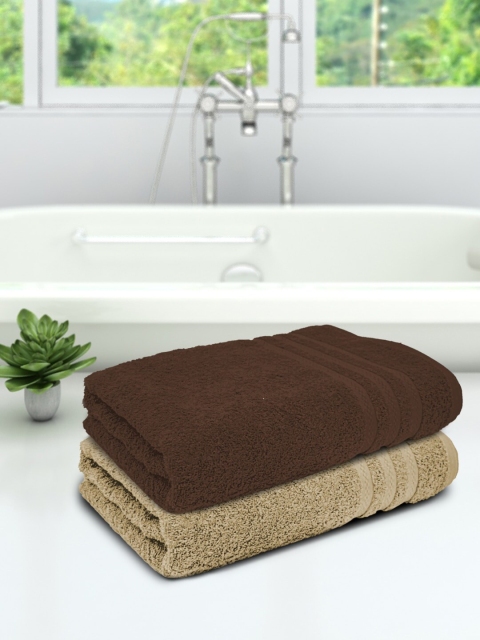 

Athom Trendz Unisex Set of 2 Brown Solid 450 GSM Bath Towels