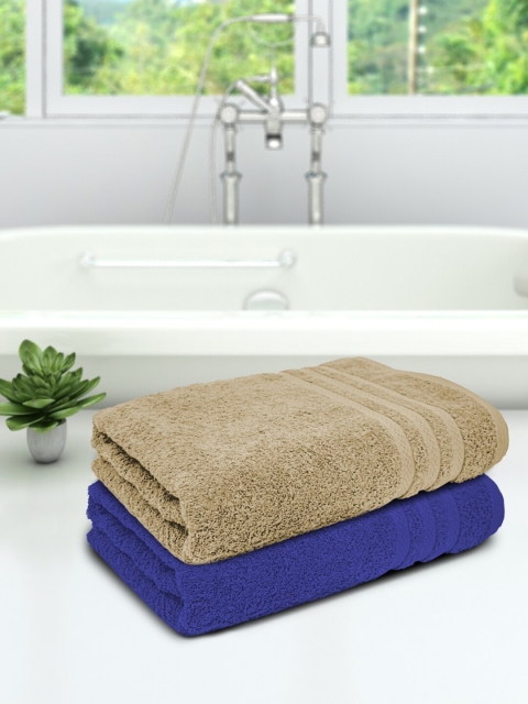 

Athom Trendz Unisex Set of 2 Solid 450 GSM Bath Towels, Blue