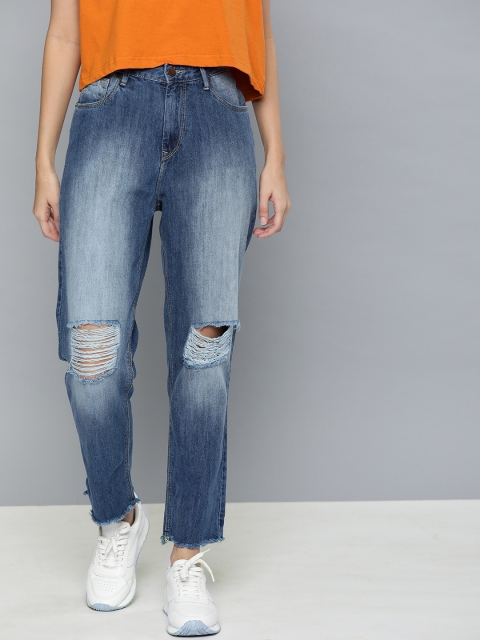 

HERE&NOW Women Blue Regular Fit Mid-Rise Mildly Distressed Jeans